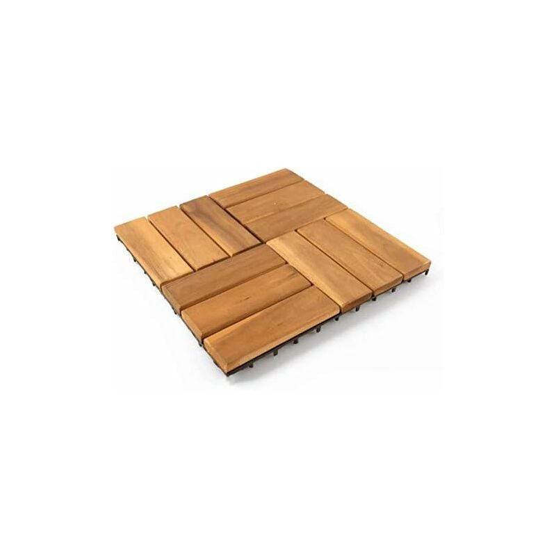 foto del prodotto goplus set di 10 piastrelle da terrazzo, piastrelle per pavimento giardino, facile da installare, di legno di acacia e plastica, marrone,