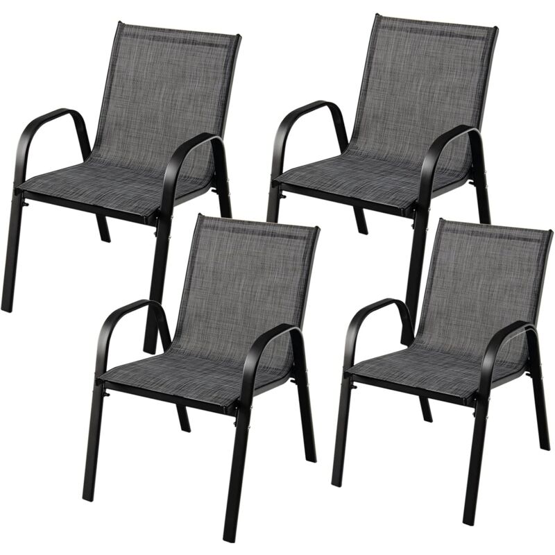 foto del prodotto goplus set di 2 4 sedie da giardino impilabili con tessuto resistente alle intemperie, poltroncine da esterno in metallo per giardino, cortile,