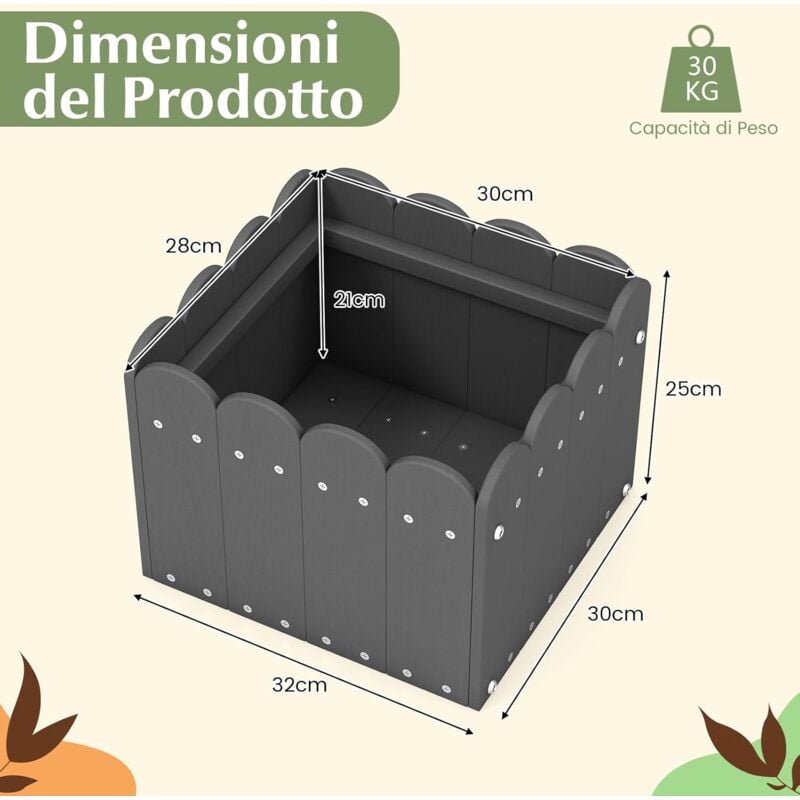 foto del prodotto goplus set di 2 fioriere quadrate, fioriere in hdpe resistenti alle intemperie con aperture per drenaggio, letti da giardino rialzati per verdure,