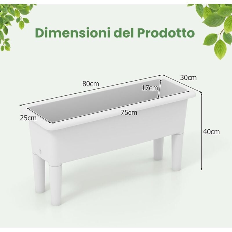 foto del prodotto goplus set di 2 letti da giardino rialzati, fioriera elevata autoinnaffiante con gambe rimovibili, foro di drenaggio, fioriera da esterno per fiori,