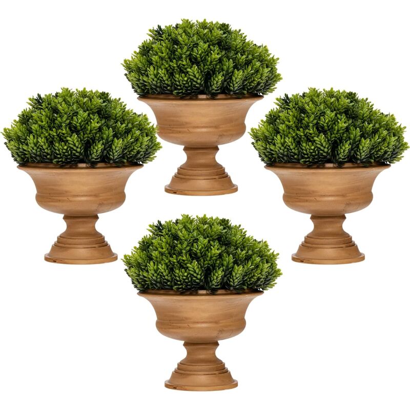 foto del prodotto goplus set di 4 piante artificiali realistiche piccole, mini piante verdi in vaso, decorazione per ufficio stile 1 26 x 26 x 28,5 cm 