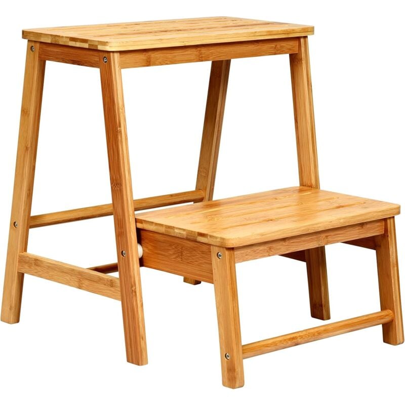 foto del prodotto goplus sgabello per cambiare le scarpe, sedia pieghevole per uso domestico, scaletta con 2 gradini, sgabello multifunzione, dibamb , 45x51,5x48 cm