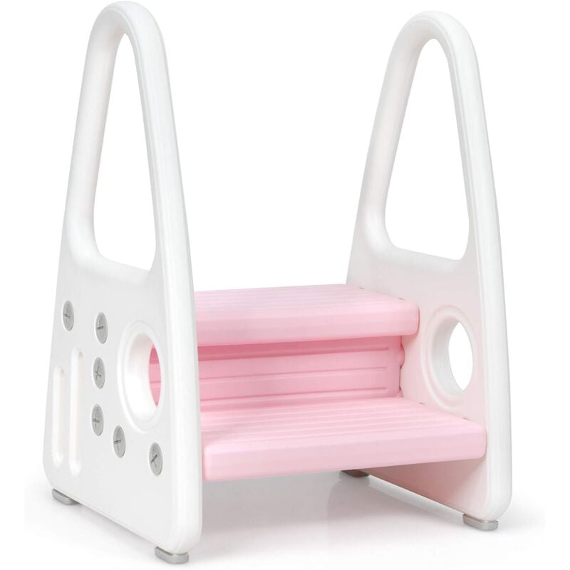 foto del prodotto goplus sgabello step per bambini con struttura triangolare stabile, scaletta multiuso con design antiscivolo, sgabello step cucina, seggiolone per