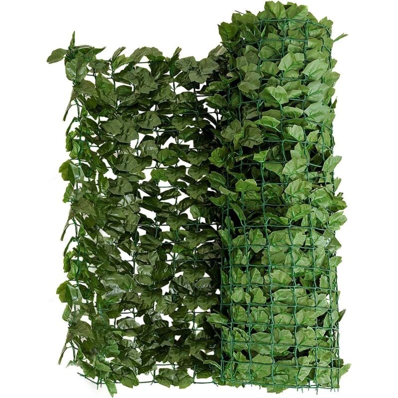 foto del prodotto goplus siepe artificiale, foglie di edera, rivestimento decorativo in rotolo per recinzioni di balcone o giardino, pianta artificiale ideale per