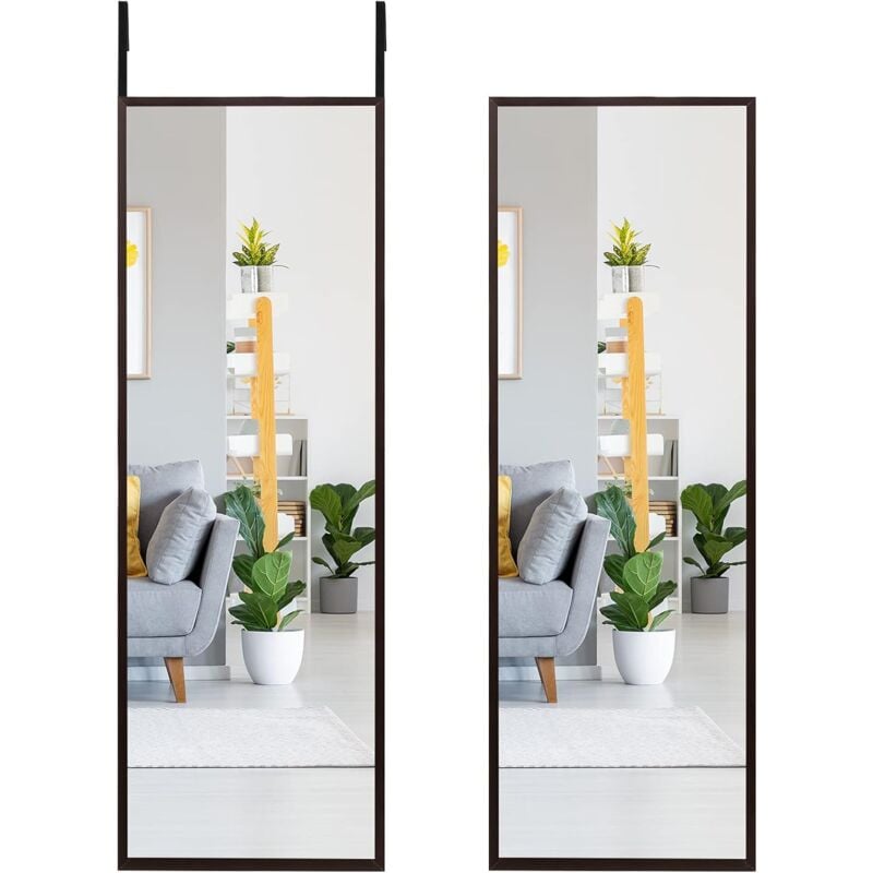 foto del prodotto goplus specchio a figura intera per porta, specchio con 2 ganci e altezza regolabile, specchio a muro in vetro antideflagrante, 37,5x1,5x107,4 cm