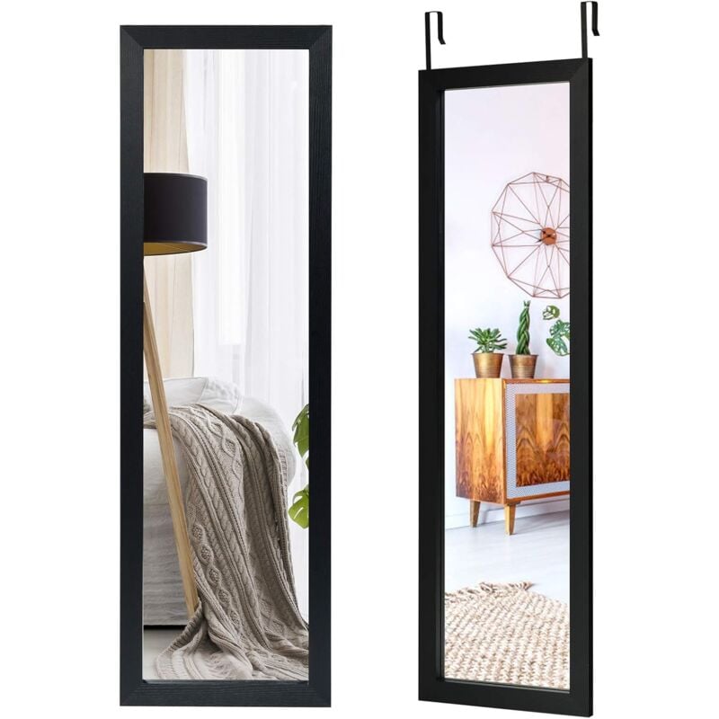 foto del prodotto goplus specchio a figura intera, specchio da parete, specchio appeso sulla porta con 2 ganci, specchio antideflagrante rettangolare, stile