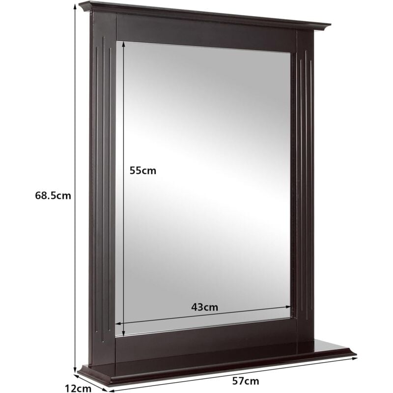 foto del prodotto goplus specchio da bagno, specchio da parete con cornice, specchio trucco, 57 x 12 x 68,5 cm marrone 
