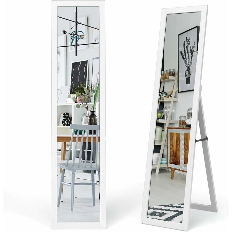 foto del prodotto goplus specchio da terra con inclinazione regolabile, specchio con cornice in legno rettangolareper camera da letto, specchiera moderna, 37 x 48,5