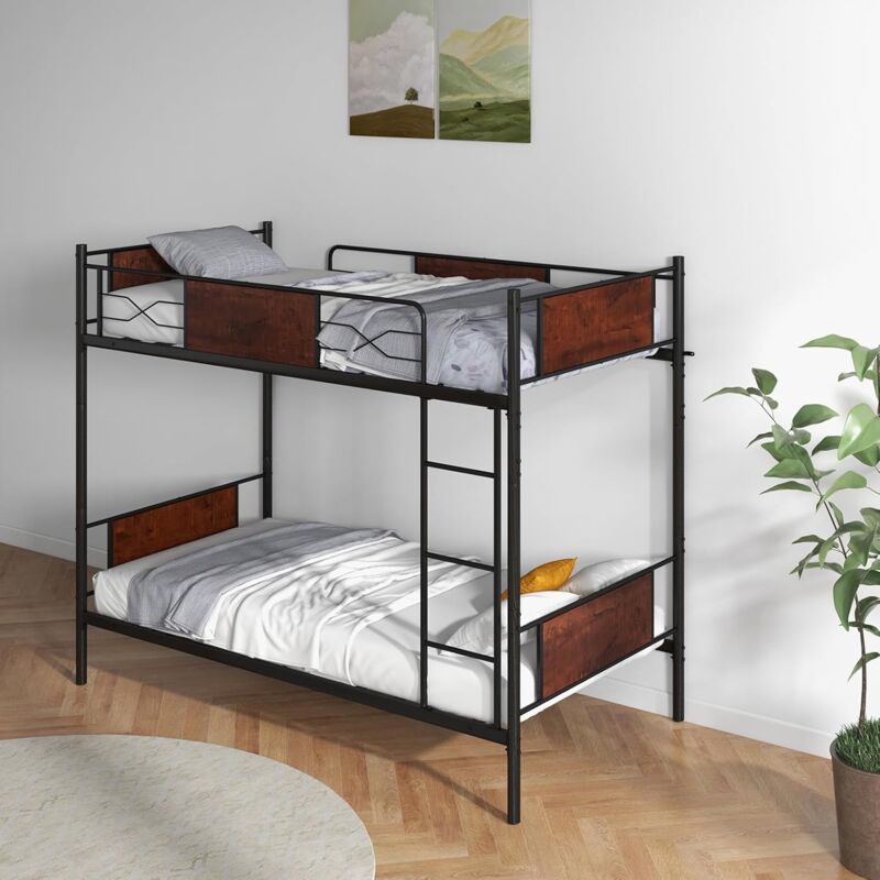 foto del prodotto goplus struttura letto a castello in metallo 90 x 190 cm, letto convertibile 2 in 1 a 2 letti, con scala, per camera da letto, dormitorio, carico