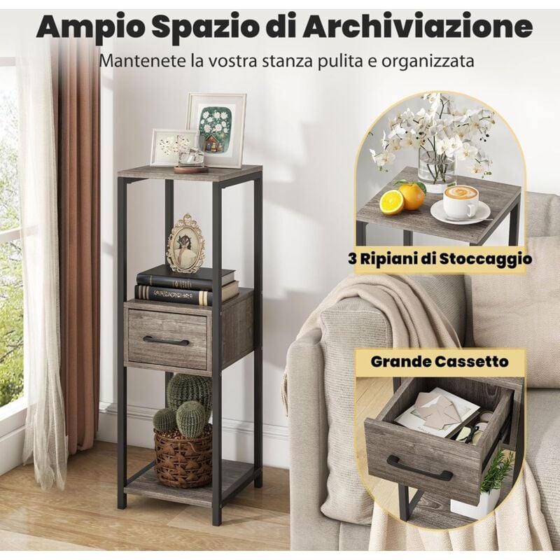 foto del prodotto goplus supporto per piante a 3 livelli con cassetto, mensola angolare autonoma con dispositivi anti ribaltamento, struttura robusta, porta vasi