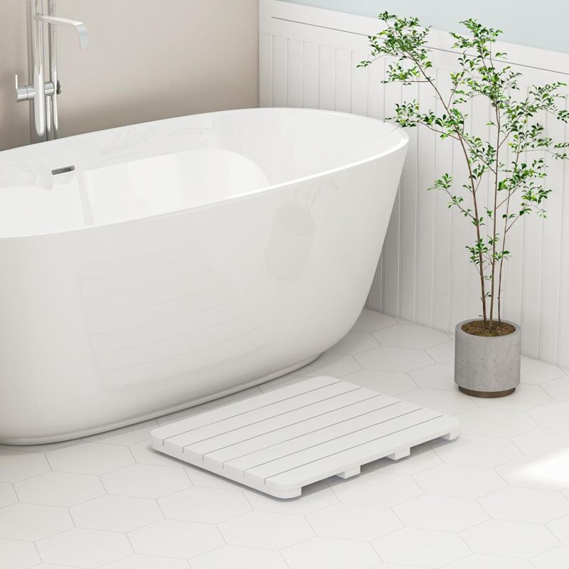 foto del prodotto goplus tappetino per doccia antiscivolo, in hips e acciaio inox anti corrosione, anti ruggine, durevole, tappeto impermeabile per vasca da bagno,
