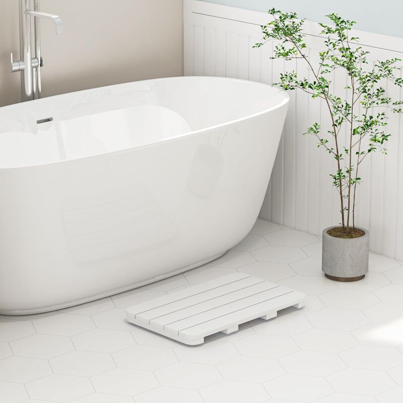foto del prodotto goplus tappetino per doccia antiscivolo, in hips e acciaio inox anti corrosione, anti ruggine, durevole, tappeto impermeabile per vasca da bagno,
