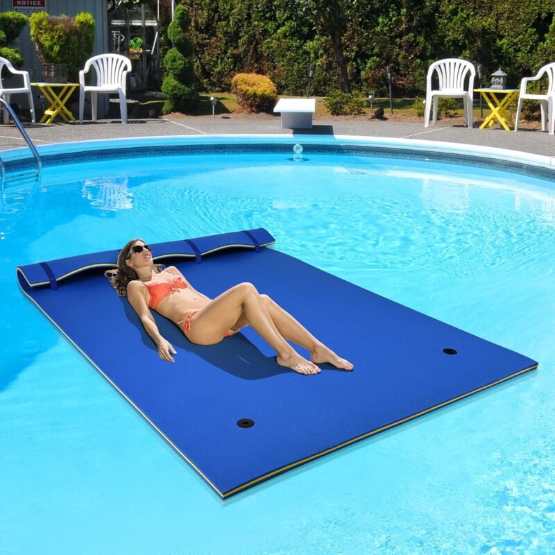 foto del prodotto goplus tappeto galleggiante per piscina e mare, per adulti e bambini, amaca d acqua pieghevole, arancia, 210x66x3,5 cm