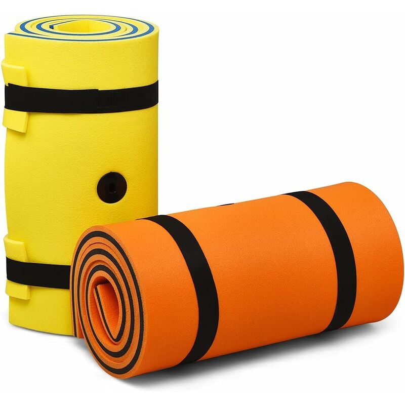 foto del prodotto goplus tappeto galleggiante per piscina e mare, tappetino galleggiante per adulti e bambini, amaca d acqua pieghevole, arancia, 210x66x3,5 cm