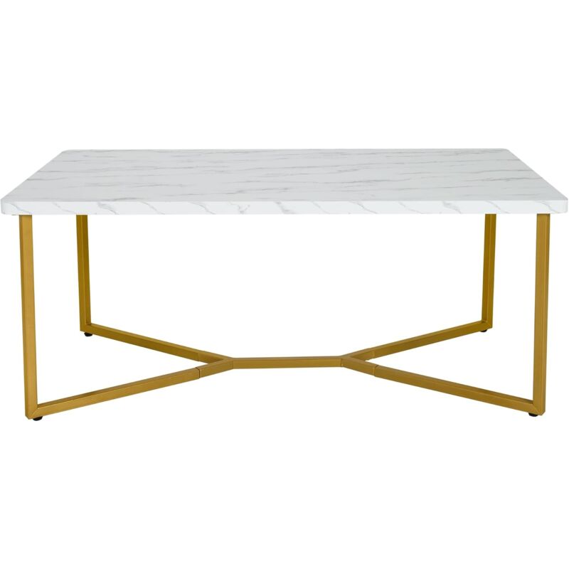 foto del prodotto goplus tavolino con piano in marmo artificiale, struttura in metallo, tavolino d appoggio rettangolare, stile moderno per divano, ingresso,