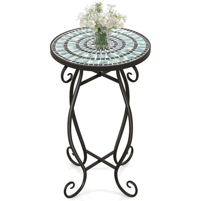 foto del prodotto goplus tavolino da esterno 30 x 50 cm mosaico, in metallo, rotondo,ideale per giardino, balcone, cortile e bar stile 3 