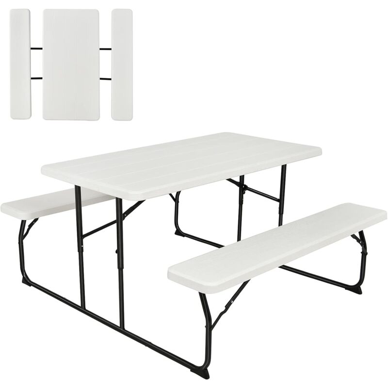foto del prodotto goplus tavolo con panche, set di tavolo e 2 sedie pieghevole, tavolo da campeggio con 2 panche, set tavolo e panche da picnic per patio cortile