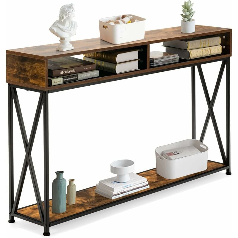 foto del prodotto goplus tavolo console multiuso, tavolo da ingresso salvaspazio con 3 ripiani, struttura stabile e resistente, capacit di carico di 30 kg, adatto per