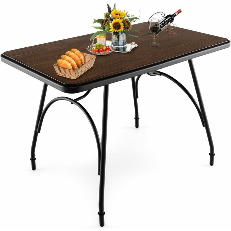 foto del prodotto goplus tavolo da pranzo, con ampio piano, struttura in ferro, design regolabili, per cucina, sala da pranzo, soggiorno, 110 x 70 x 77 cm, marrone