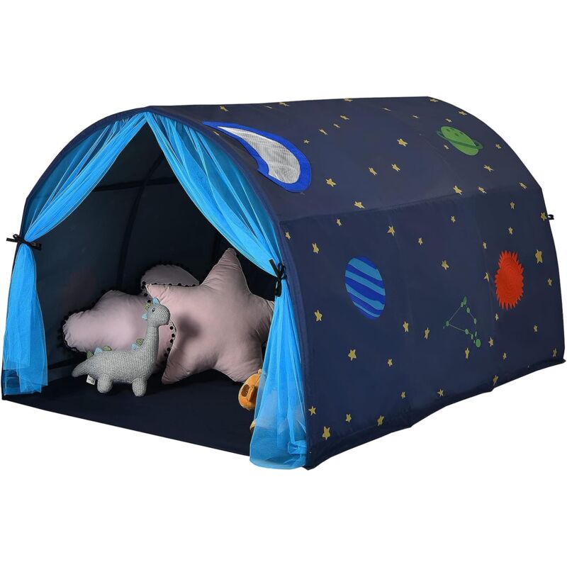 foto del prodotto goplus tenda da gioco per bambini, casa fantastica per bambini, a forma di tunnel sul letto o sul pavimento, struttura stabile con 2 sostegni,