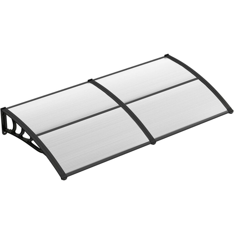 foto del prodotto goplus tettoia per porta, protezione solare, tettoia per finestra resistente al vento con pannello a doppio strato rivestito e supporto in abs,