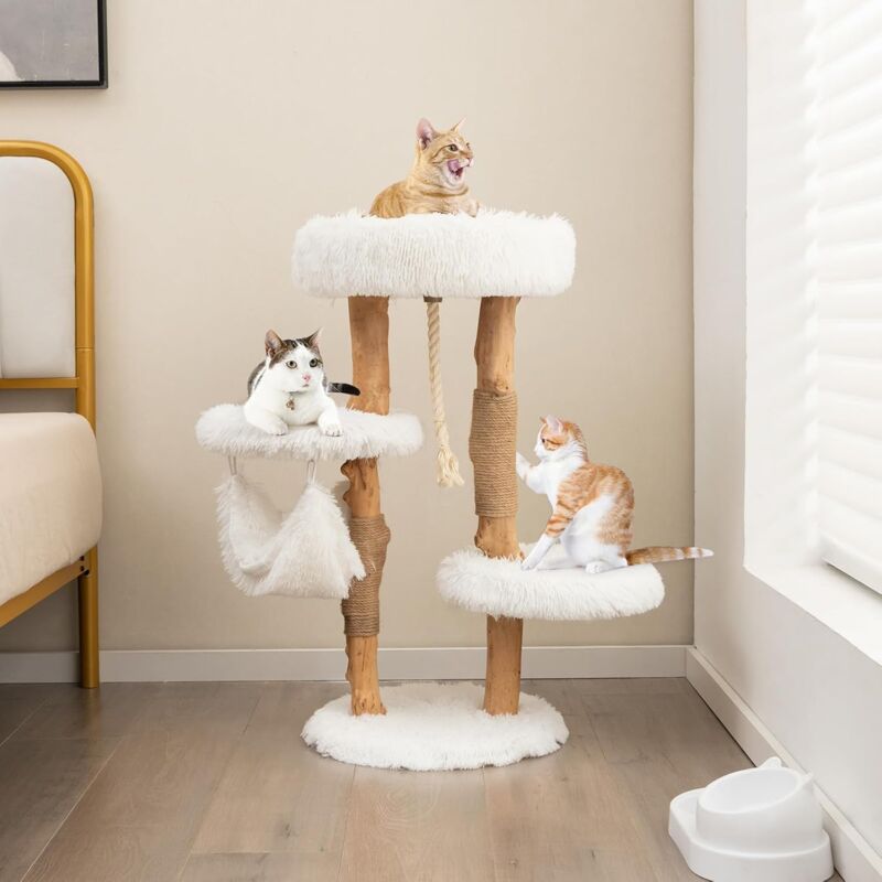 foto del prodotto goplus tiragraffi per gatti, 41 x 41 x 87 cm, sisal, in legno massiccio, ideale per gatti adulti stile 1 