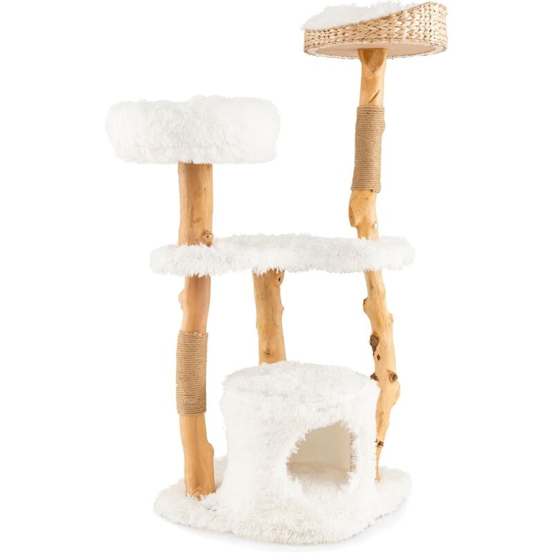 foto del prodotto goplus tiragraffi per gatti, 48 x 48 x 124 cm, sisal, in legno massiccio, ideale per gatti adulti stile 2 