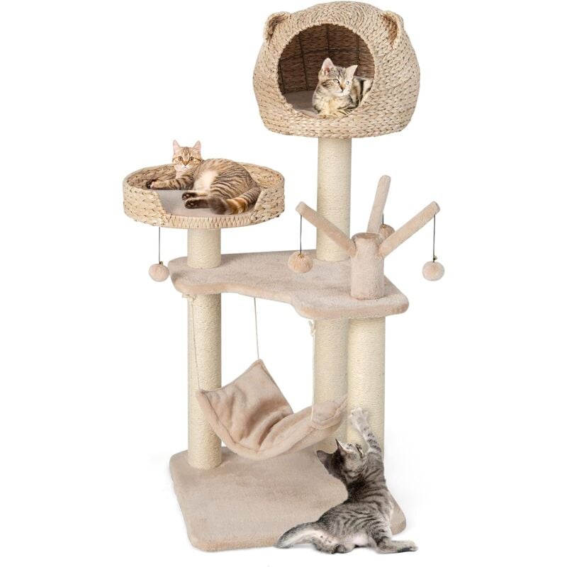 foto del prodotto goplus tiragraffi per gatti, 50 x 50 x 121 cm, in code di gatto, tronco in sisal, ideale per gatti grandi adulti stile 3 