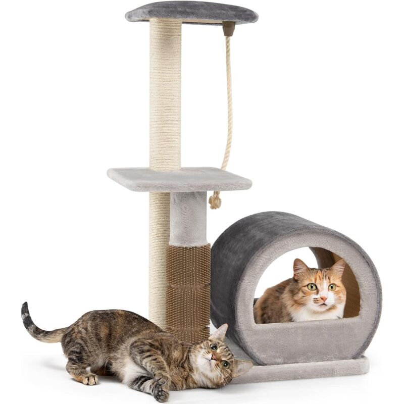 foto del prodotto goplus tiragraffi per gatti, 56 x 40 x 92 cm, tronchi in sisal, ideale per gatti grandi adulti grigio 