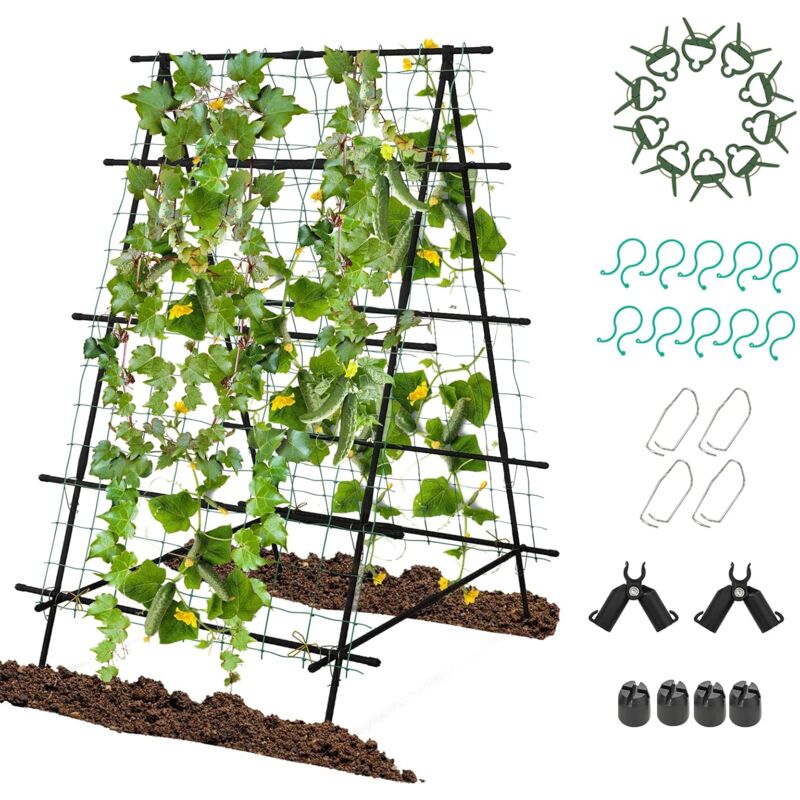 foto del prodotto goplus traliccio per piante rampicanti, tunnel da giardino pieghevole con tubo rivestito in plastica, rete traliccio, clip ausiliarie regolabili,