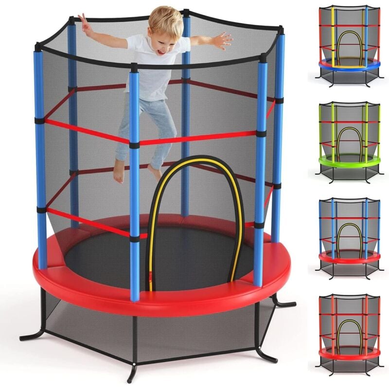 foto del prodotto goplus trampolino da esterno, gioco elastico da giardino, con rete protettiva, telaio in acciaio, fitnesse per bambini, capacit di carico statico