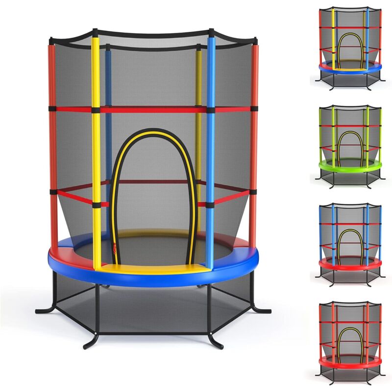 foto del prodotto goplus trampolino da esterno, gioco elastico da giardino, con rete protettiva, telaio in acciaio, fitnesse per bambini, capacit di carico statico