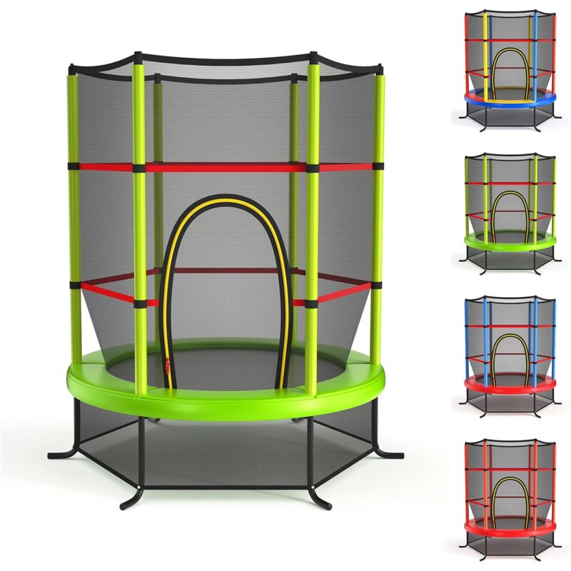 foto del prodotto goplus trampolino da esterno, gioco elastico da giardino, con rete protettiva, telaio in acciaio, fitnesse per bambini, capacit di carico statico di
