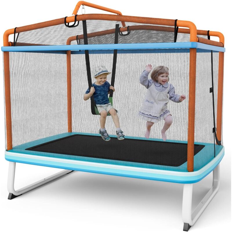 foto del prodotto goplus trampolino elastico per bambini, 3 in 1 con altalena e barra per trazioni, rete di sicurezza, interno ed esterno, idea regalo per bambini 3 