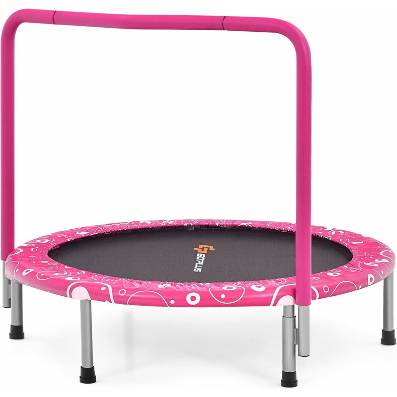 foto del prodotto goplus trampolino pieghevole per bambini, trampolino elastico con maniglia staccabile, con struttura in ferro, portata 150 kg, ideale per interno