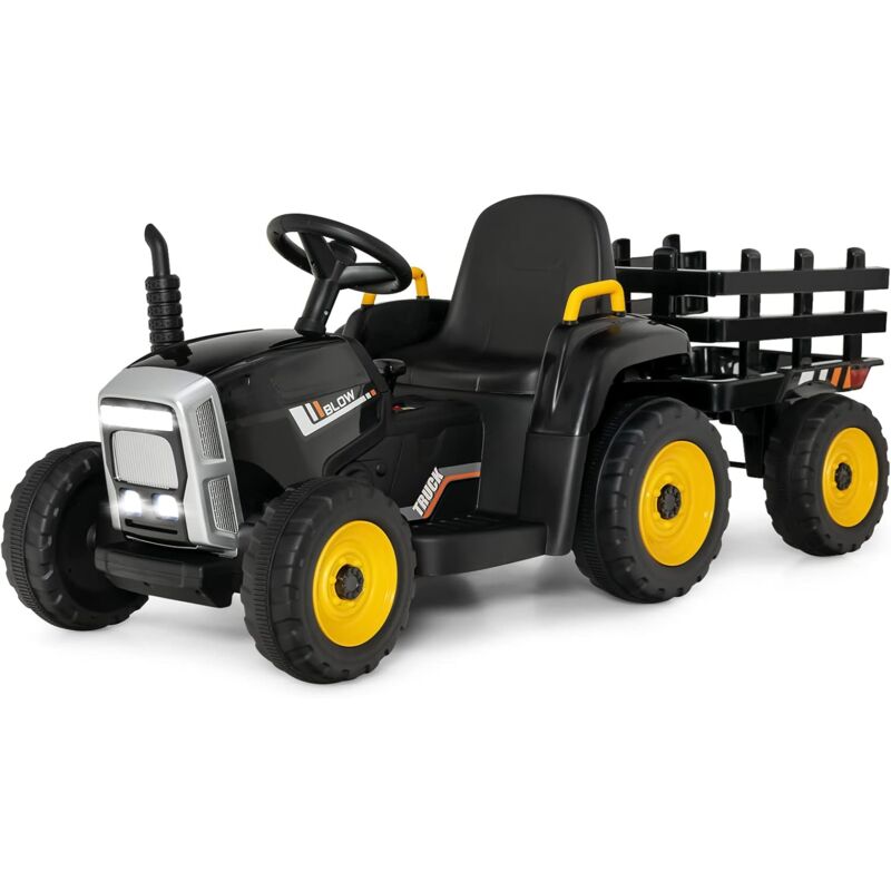 foto del prodotto goplus trattore elettrico per bambini con telecomando, giocattolo cavalcabile con funzione di luce, musica e bluetooth, 6 ruote antiscivolo, 136 x