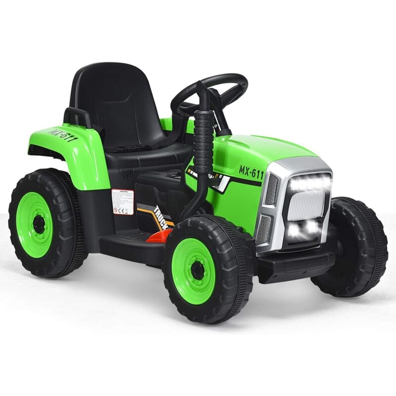 foto del prodotto goplus trattore elettrico per bambini con telecomando, giocattolo cavalcabile con funzione di luce, musica e bluetooth, 6 ruote antiscivolo, 136 x