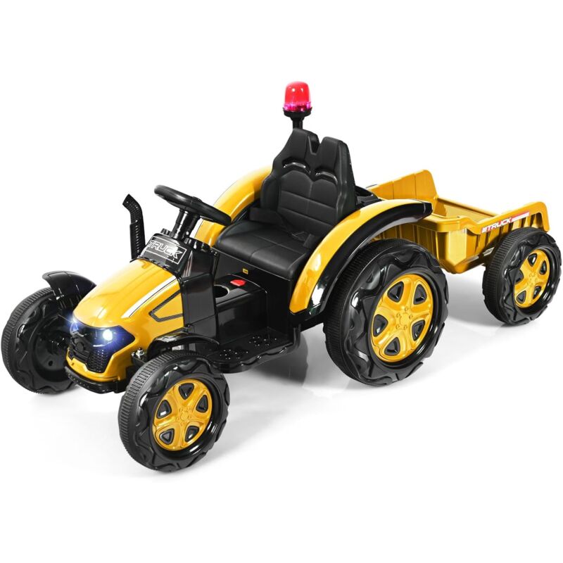 foto del prodotto goplus trattore per bambini 3 8 anni, giocattolo cavalcabile portata 30 kg, con 6 ruote e telecomando, trattore elettrico con cintura di sicurezza,