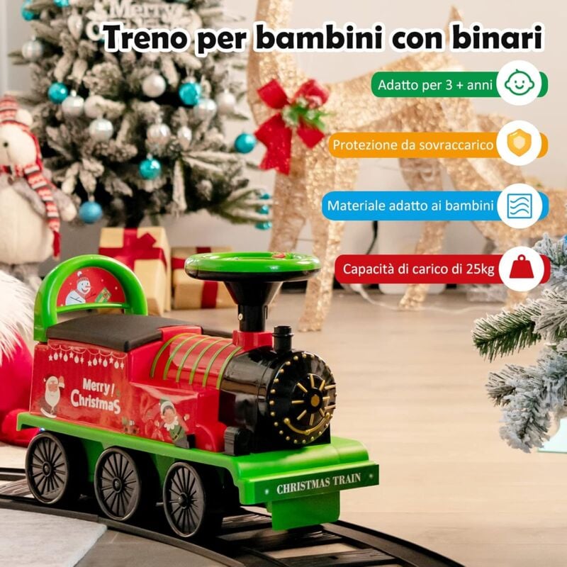 foto del prodotto goplus treno elettrico per bambini, trenino giocattolo con set di rotaie da 16 pezzi, luce, musica e spazio di archiviazione, per bambini da 3