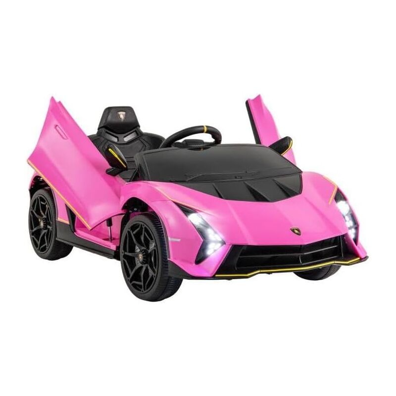 foto del prodotto goplus veicolo elettrico per bambini 12 v con telecomando, luci led, musica e clacson, ruote ammortizzate, ruote di trasporto incorporate, auto