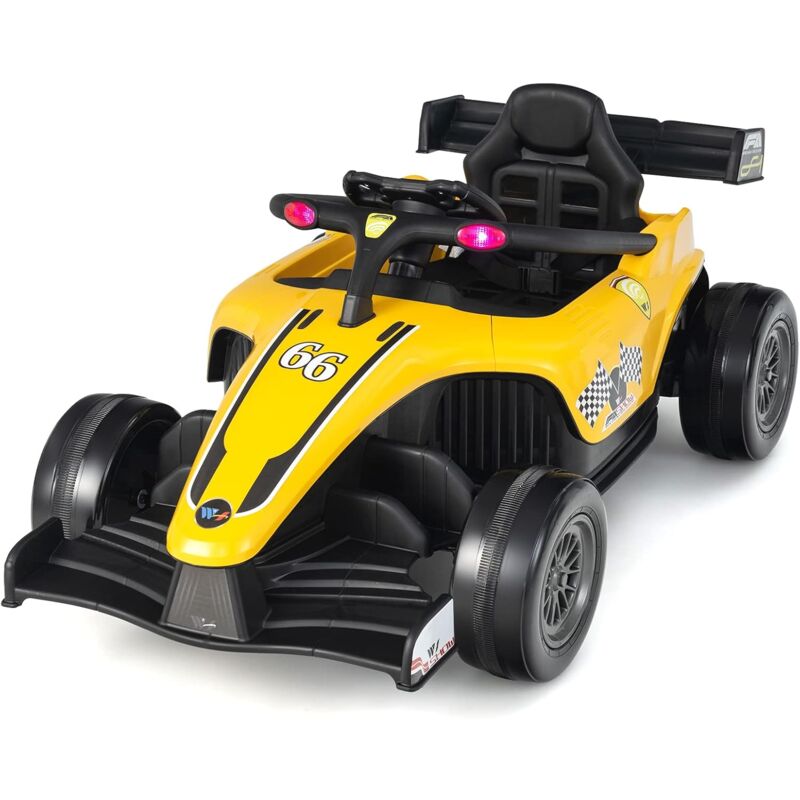 foto del prodotto goplus veicolo elettrico per bambini, macchina cavalcabile con telecomando, led, musica e interfacce usb mp3, per bambini 3 7 anni, velocit 2 5