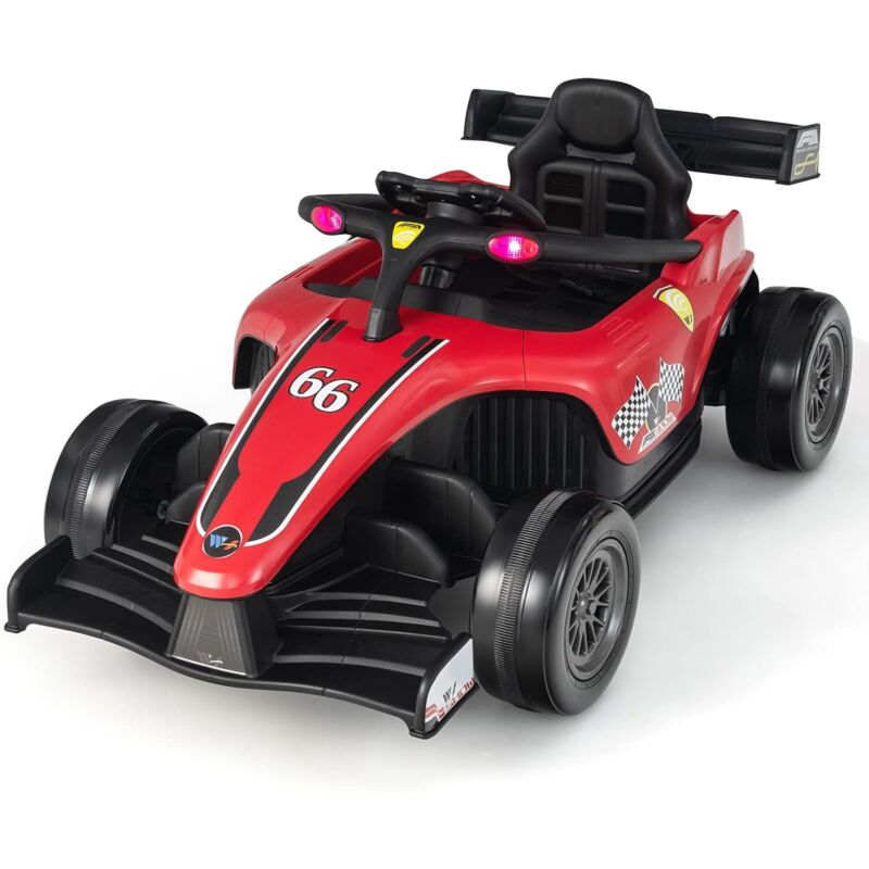 foto del prodotto goplus veicolo elettrico per bambini, macchina cavalcabile con telecomando, led, musica e interfacce usb mp3, per bambini 3 7 anni, velocit 2 5