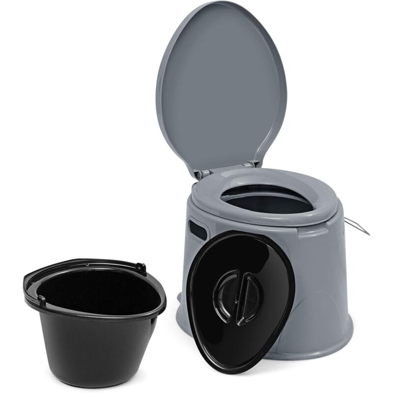 foto del prodotto goplus wc portabile, 5 l, portata 200 kg, toilette portatile con secchio contenitore, toilette da campeggio e viaggio, per anziani, per donne in
