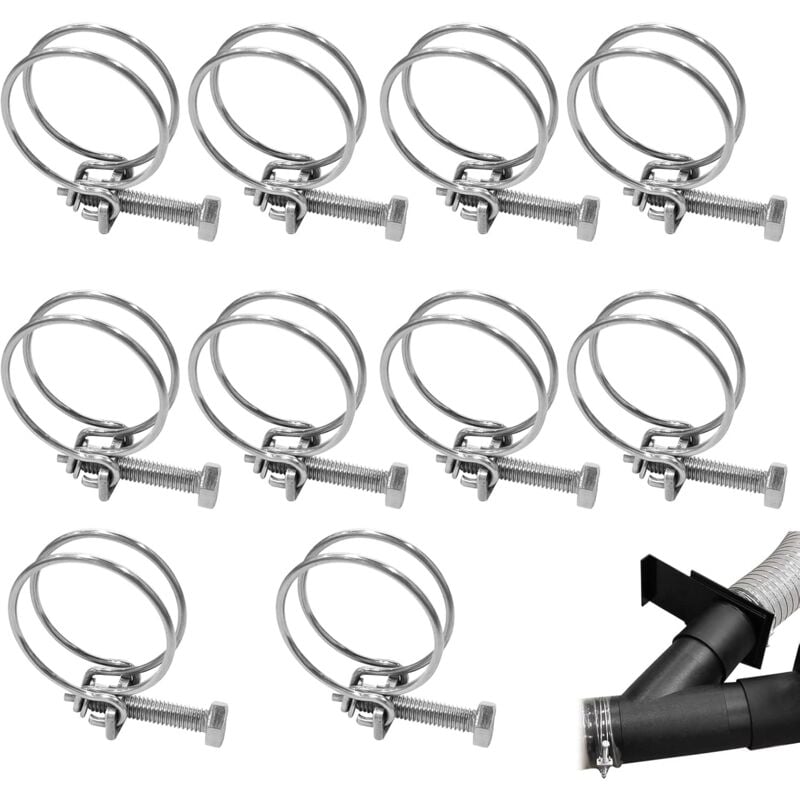 foto del prodotto gotrays 10 pezzi fascette stringitubo a doppio filo regolabili per vari tubi dell acqua, tubi dell aria, tubi dell olio 30 34 mm 