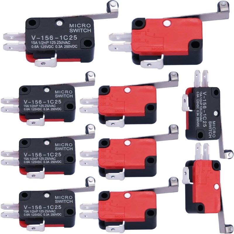 foto del prodotto gotrays 10 pezzi micro interruttore leva a rullo braccio spdt no nc interruttore di finecorsa momentaneo per router cnc v 156 1c25