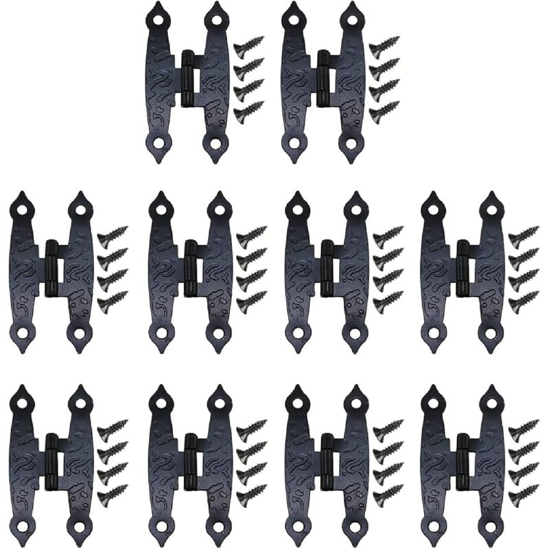 foto del prodotto gotrays 100 pezzi cerniere per mobili a forma di h, cerniere nere, cerniere per mobili a forma di h con viti 6534 mm adatte per porte di armadi