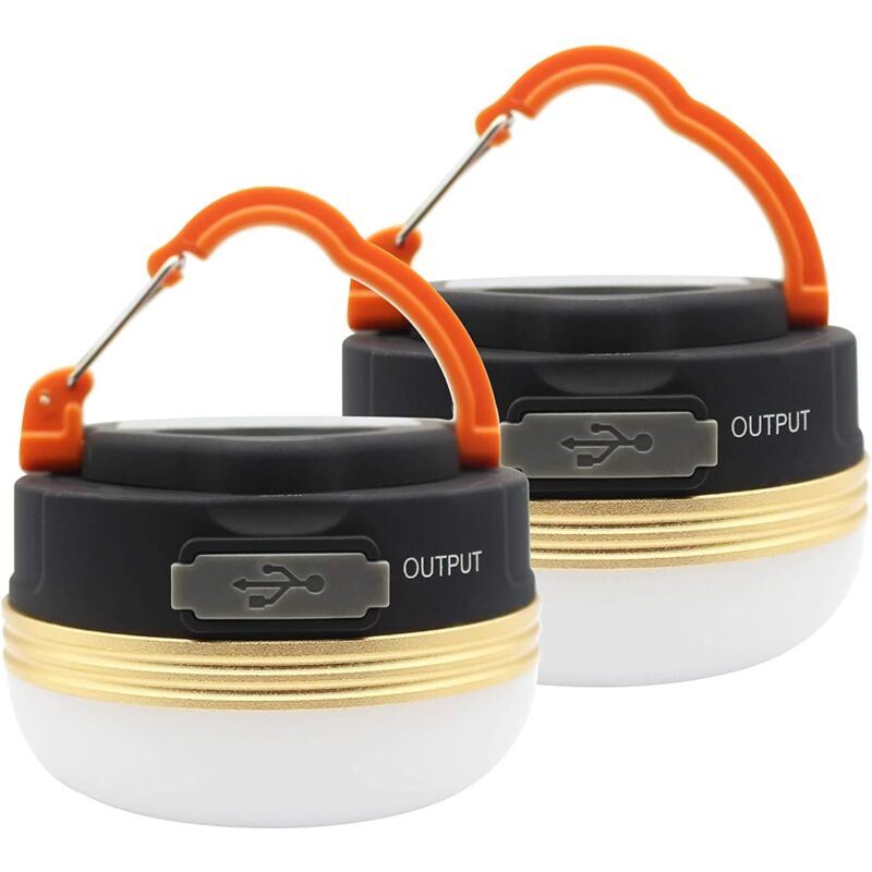 foto del prodotto gotrays 2 confezioni di lanterne luminose da campeggio a led impermeabili usb ricaricabili, 3 modalit , power bank, luci da tenda per campeggio