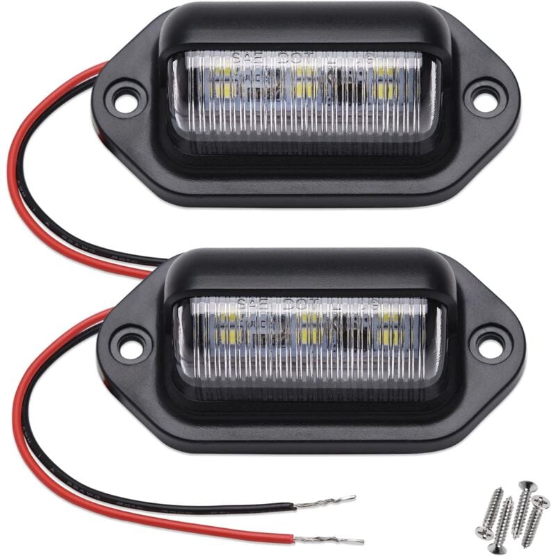foto del prodotto gotrays 2 luci targa a led, 12v 24v dc impermeabile 6 smd luce targa fanale posteriore, per camion suv rimorchio furgone camper barche come luce di