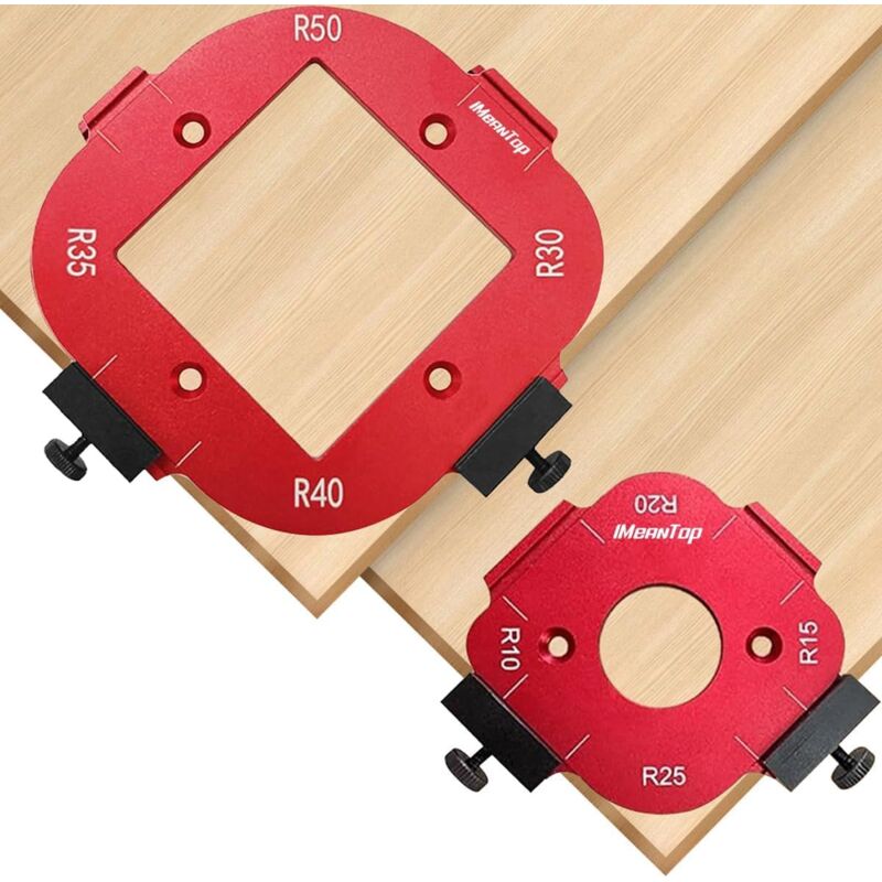 foto del prodotto gotrays 2 pezzi di fresatrice in alluminio r10 r50, 8 in 1 dima per fresatrice in legno, utensile ausiliario per taglio ad arco, dima per