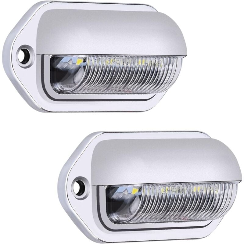foto del prodotto gotrays 2 pezzi led luce targa impermeabile 6 smd led luci posteriori targa lampada per 12 v 24 v camion furgone rimorchio auto veicolo roulotte,